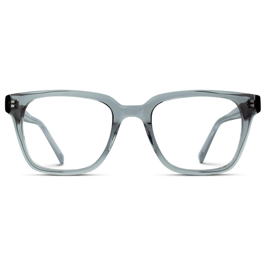 Denim Blue / Medium || Rectangle Blue Frame Glasses with Clear Prescription Lenses