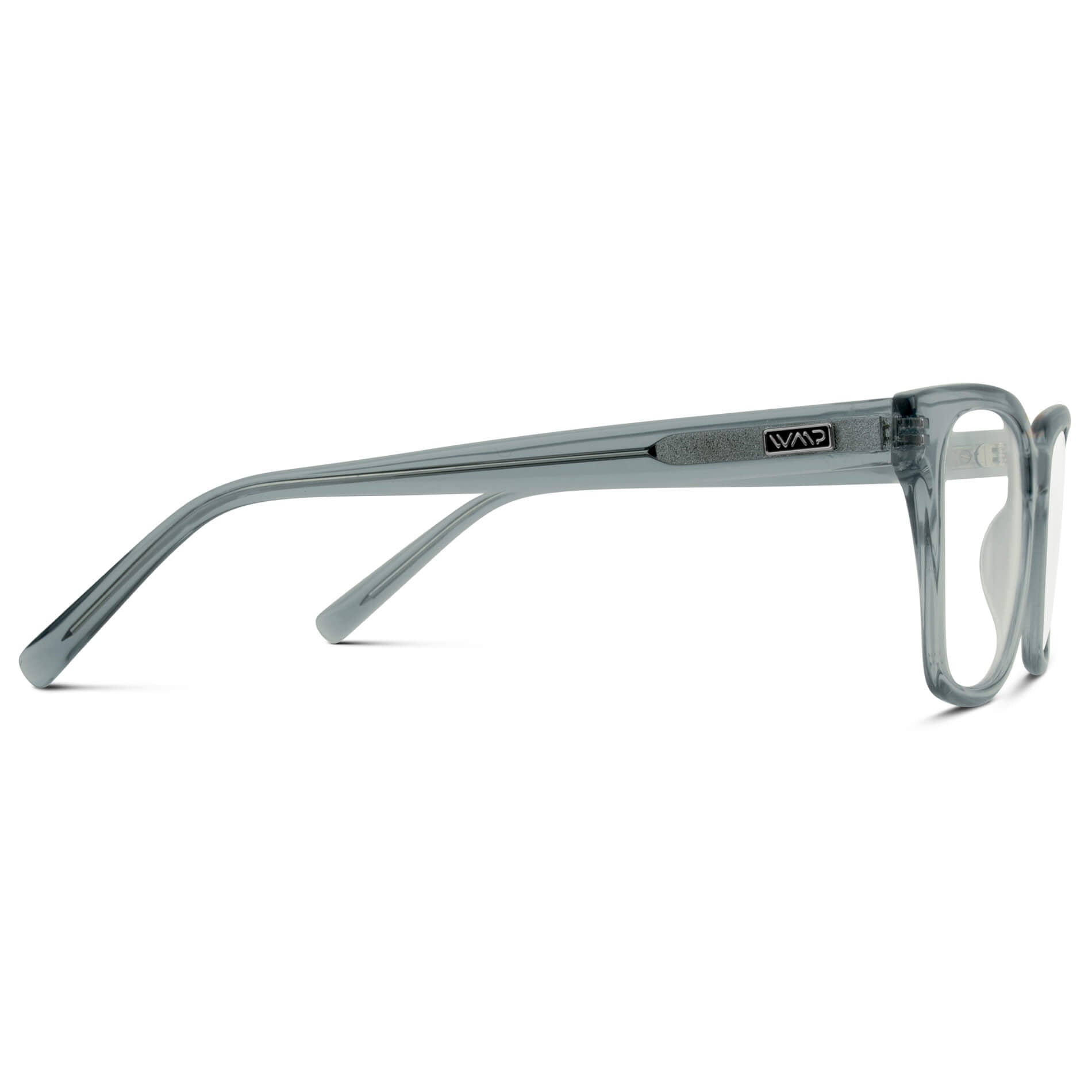 Denim Blue / Medium || Rectangle Blue Frame Glasses with Clear Prescription Lenses