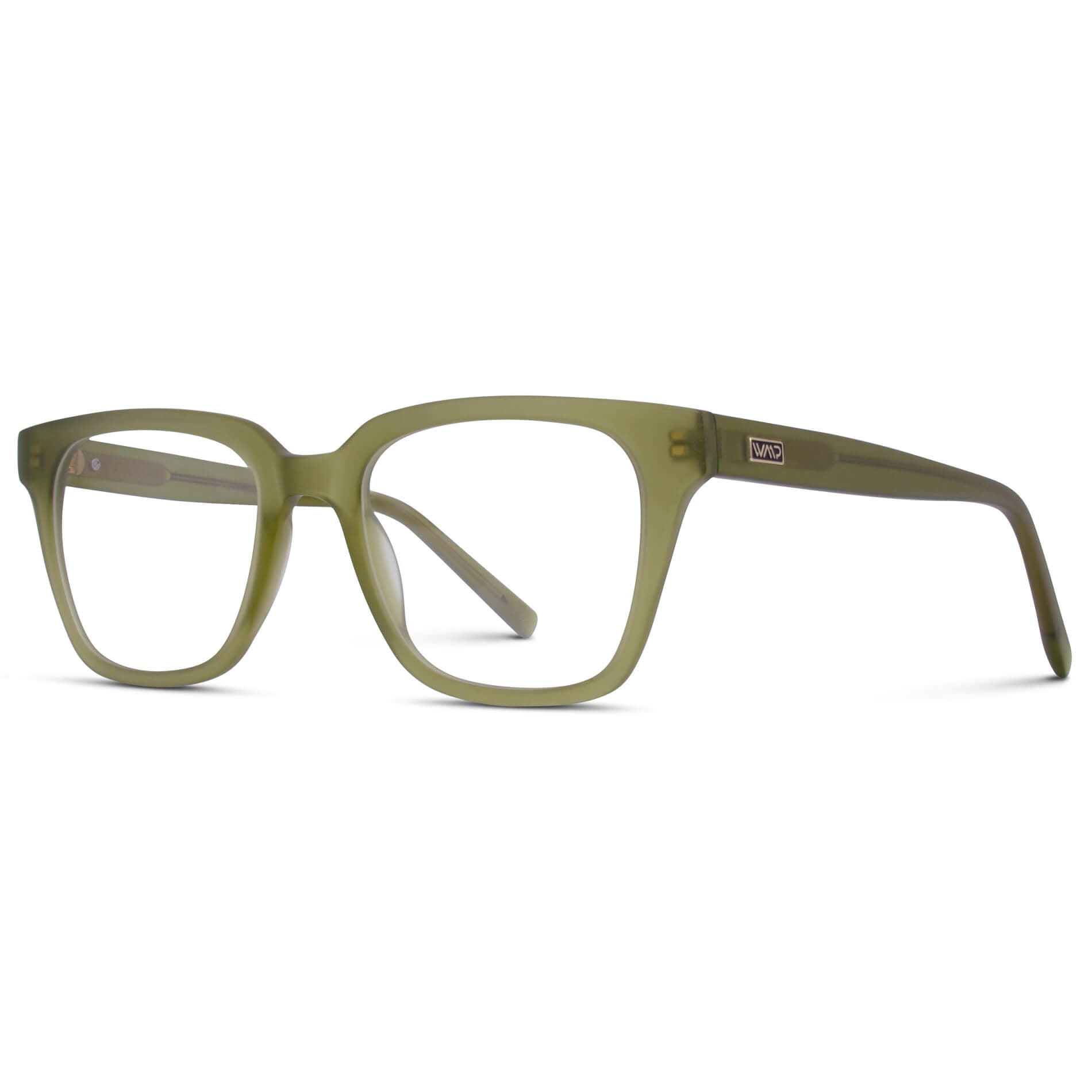 Frosted Khaki Green || Green Square Frame Blue Light Blocking Glasses for Computer Use