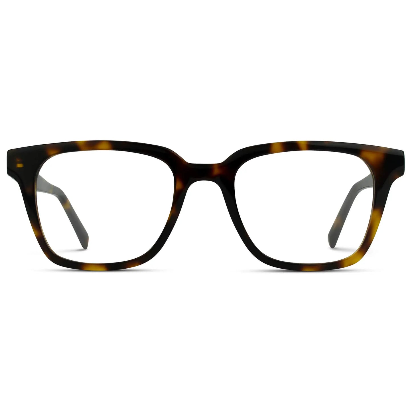 Tortoise Brown || Men's Rectangular Prescription Glasses with Tortoise Brown Frame and Clear Lenses on a white background
