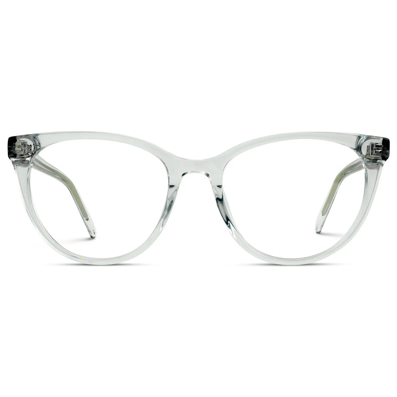 Glossy Clear || Women's Clear Cateye Acetate Frame Prescription Glasses with Clear Lenses