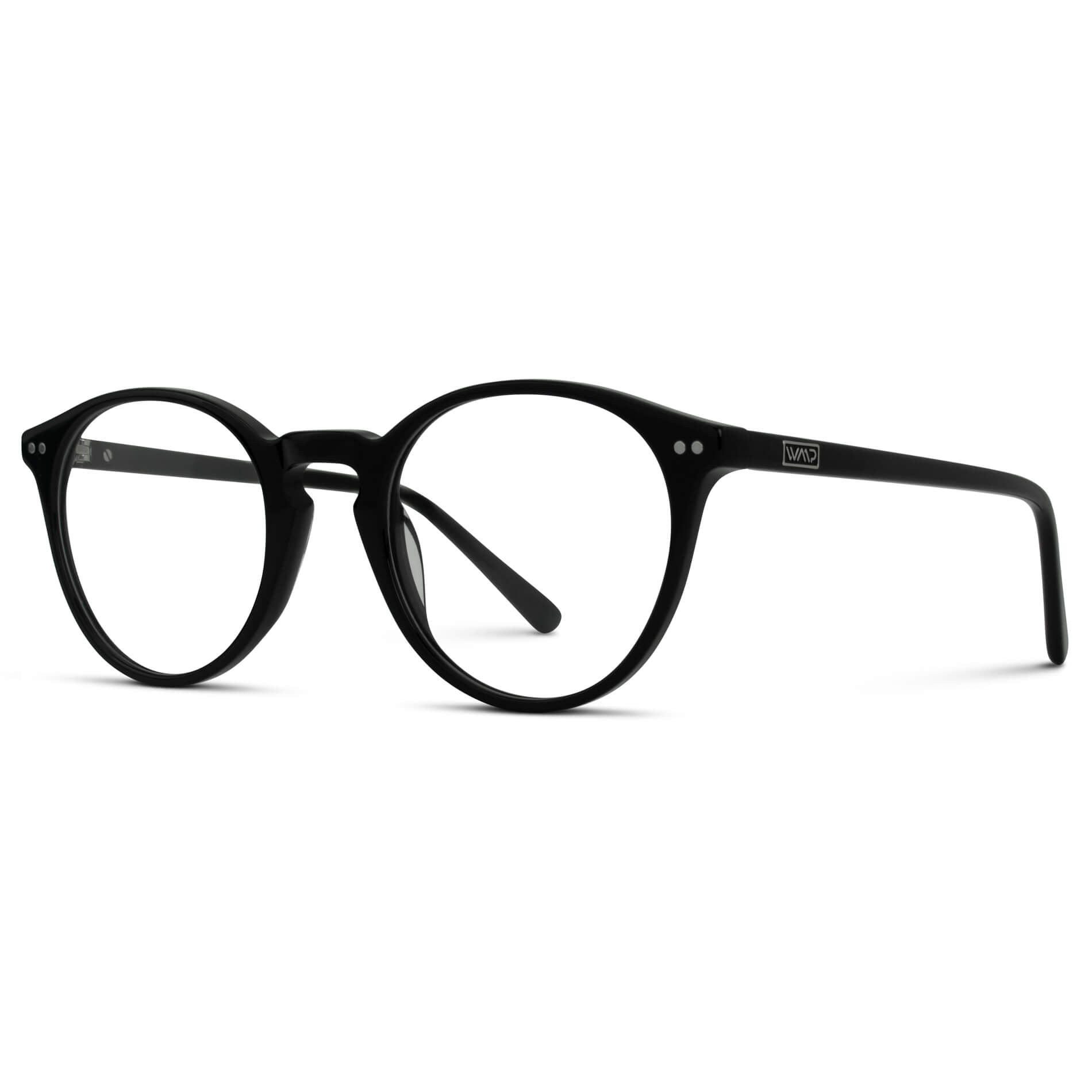 Glossy Black || Black Round Frame Blue Light Blocking Glasses for Computer Use