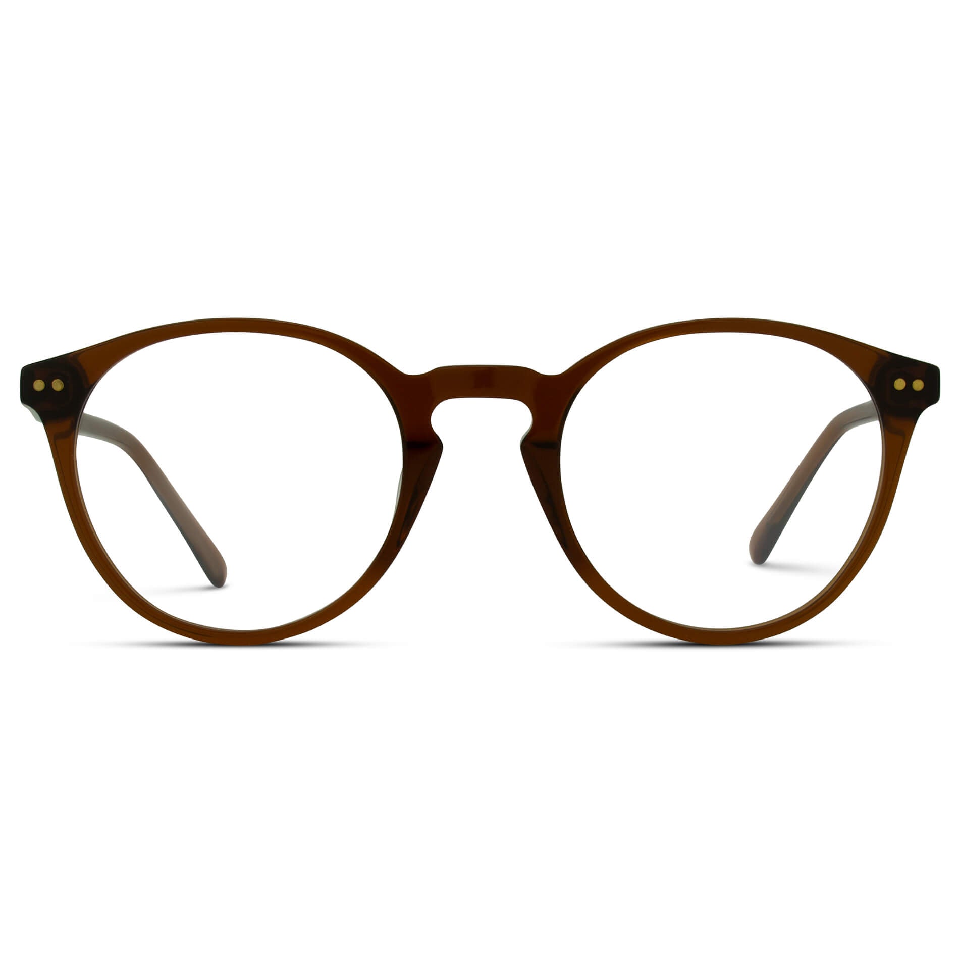 Crystal Chestnut Brown || Brown Round Frame Blue Light Blocking Glasses for Computer Use