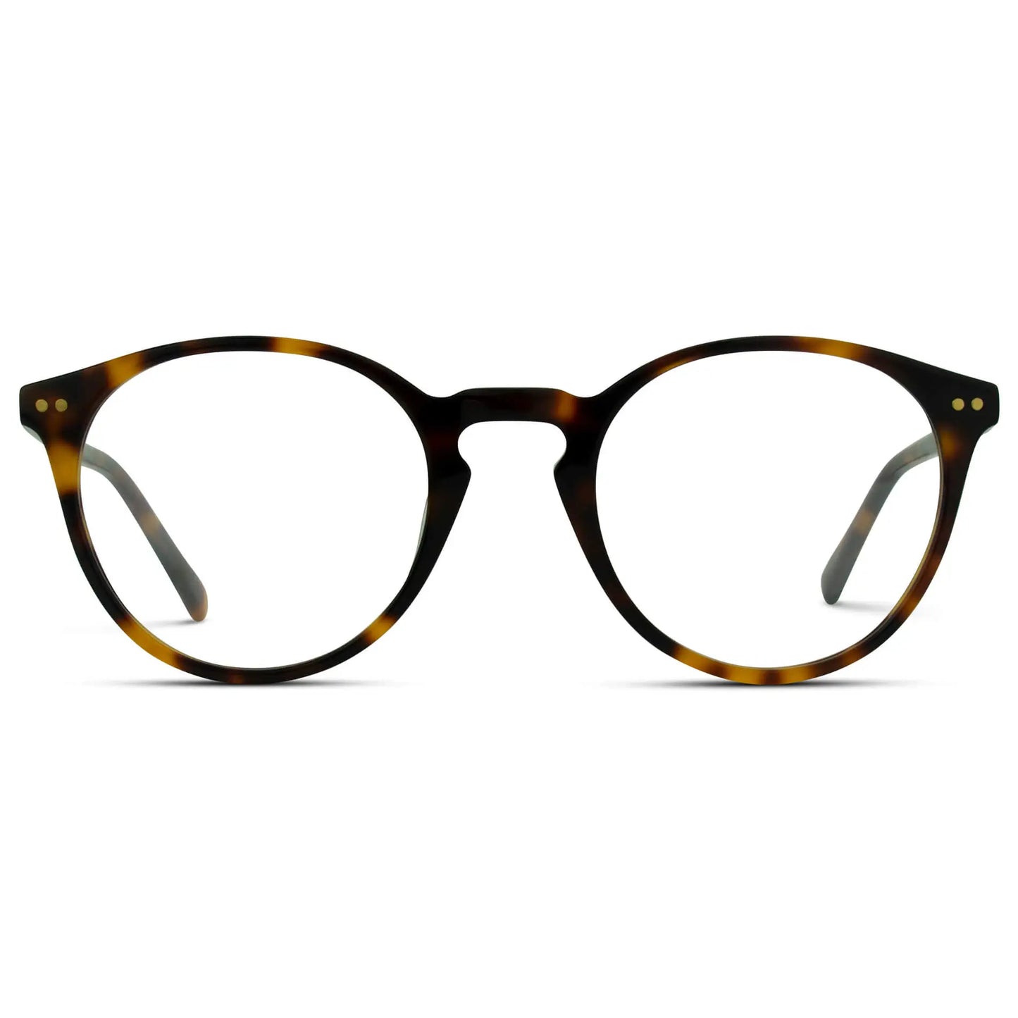 Tortoise Brown || Brown Round Frame Blue Light Blocking Glasses for Computer Use on a white background 