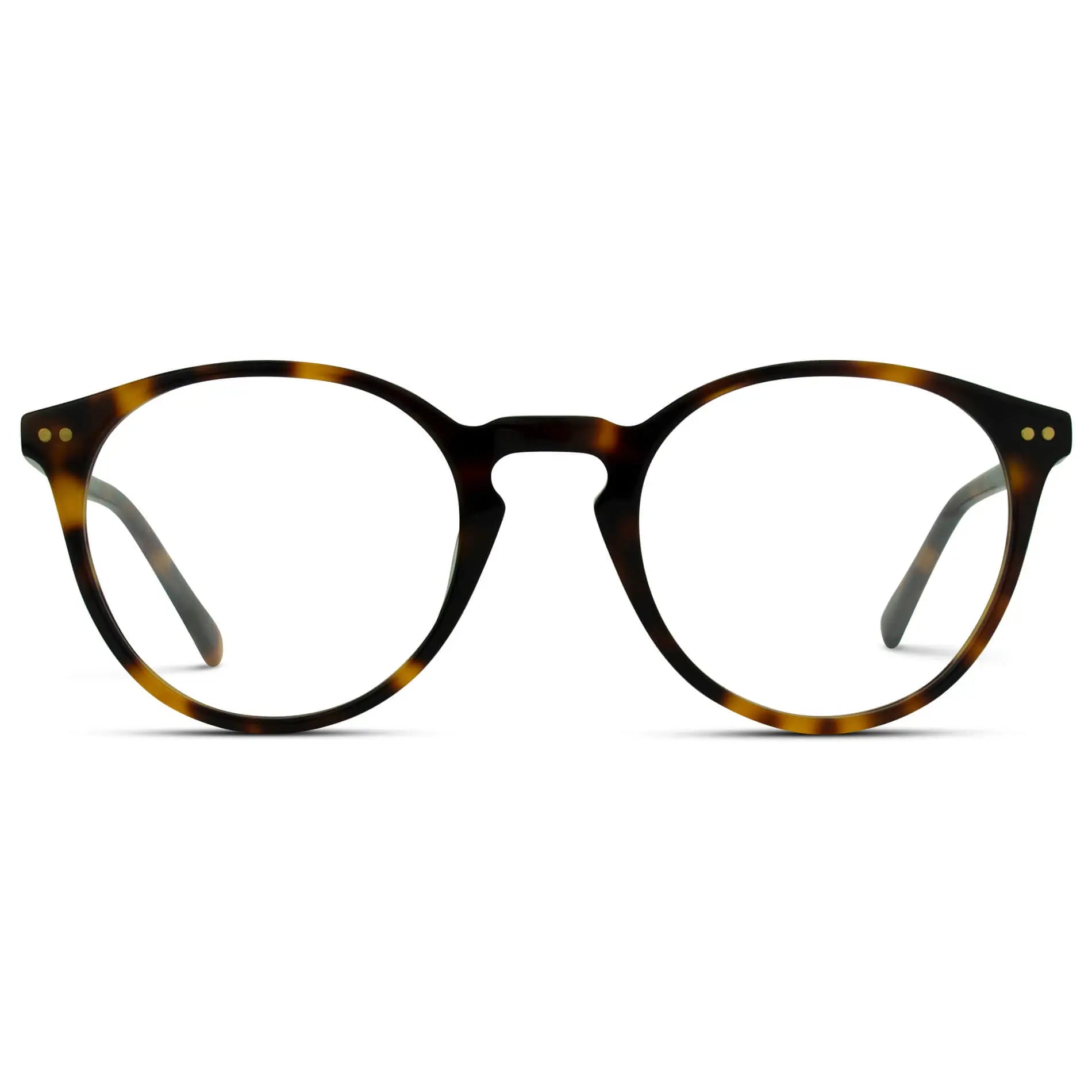 Tortoise Brown || Brown Round Frame Blue Light Blocking Glasses for Computer Use on a white background 