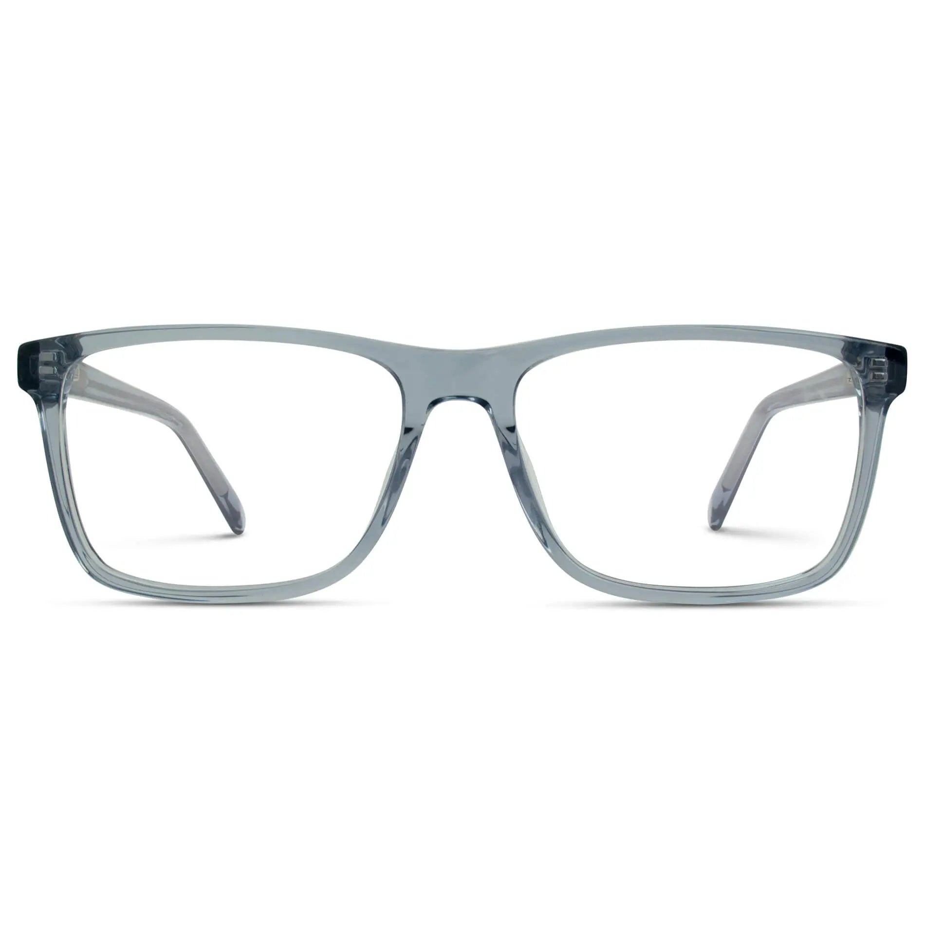 Denim Blue || Blue Rectangle Frame Blue Light Blocking Glasses for Computer Use on a white background