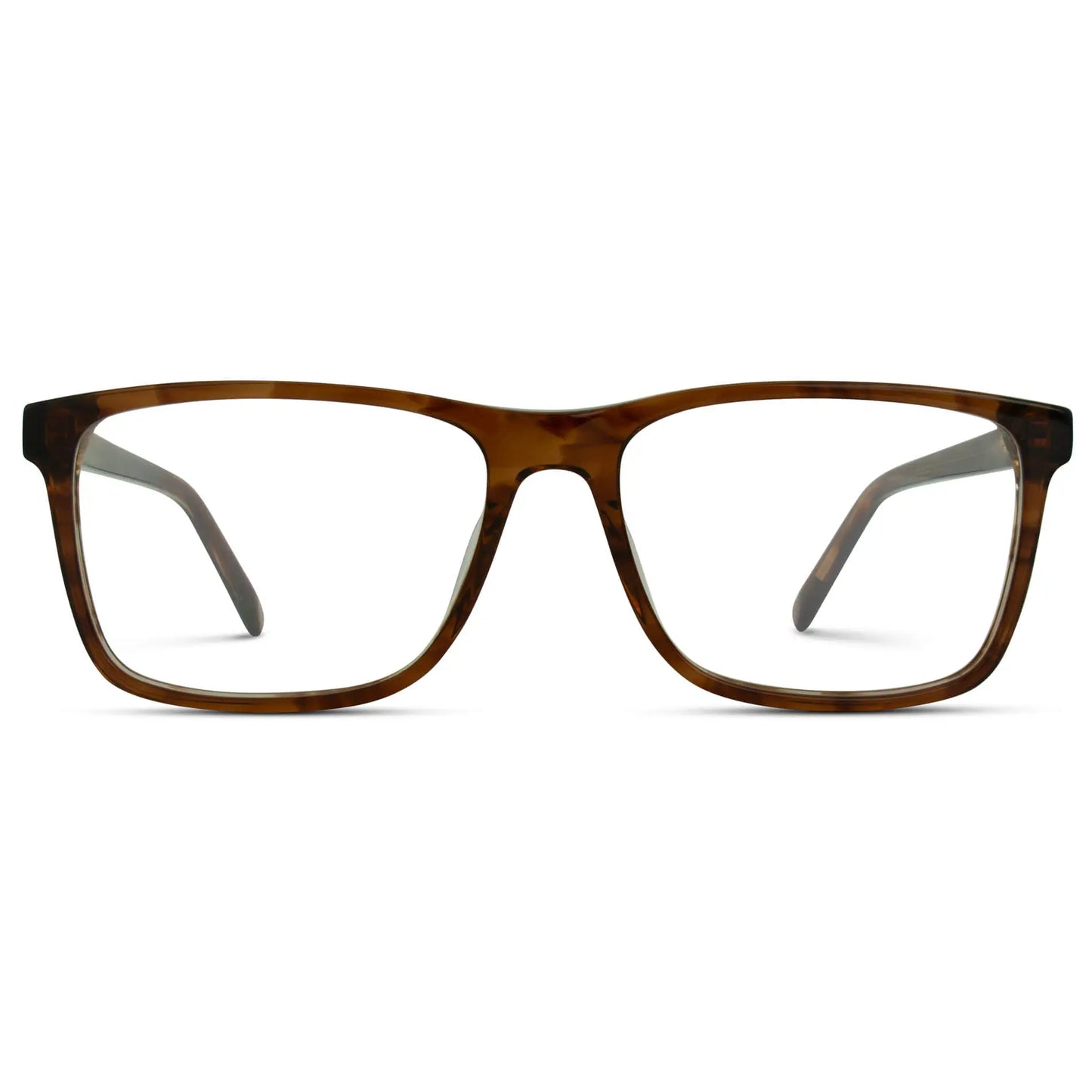 Crystal Marble Chestnut Brown || Men's Rectangular Prescription Glasses with Marble Chestnut Brown Frames with Clear Lenses on a white background