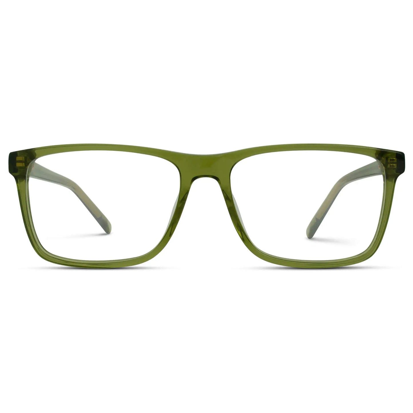 Crystal Sage Green || Green Rectangle Frame Blue Light Blocking Glasses for Computer Use on a white background