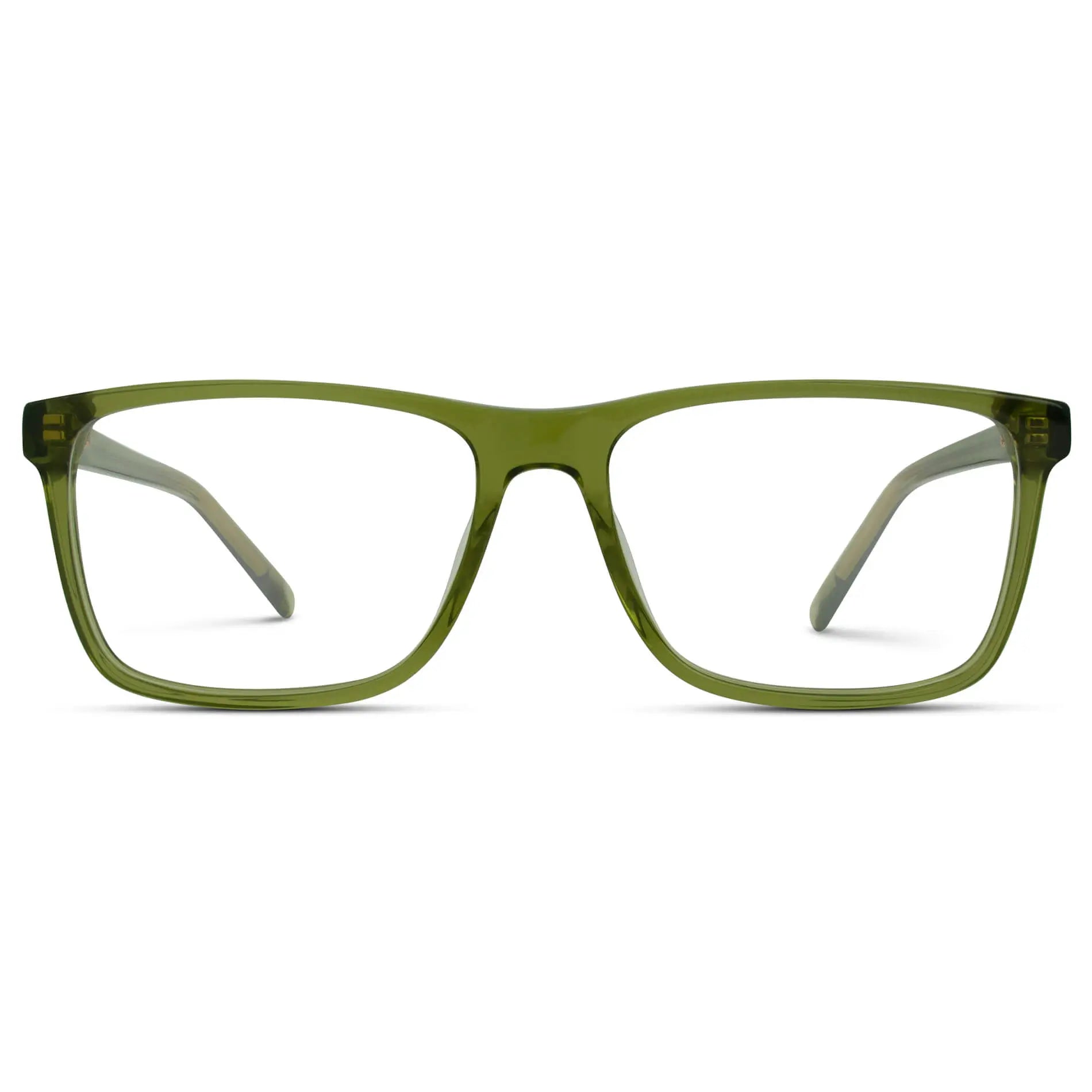 Crystal Sage Green || Green Rectangle Frame Blue Light Blocking Glasses for Computer Use on a white background