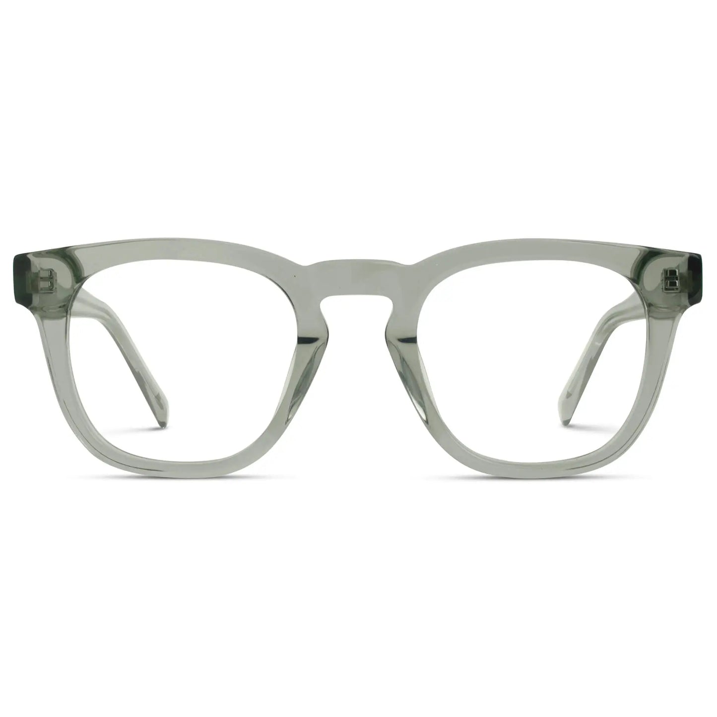 Sea Salt Grey || Grey Square Frame Blue Light Blocking Glasses for Computer Use on a white background 