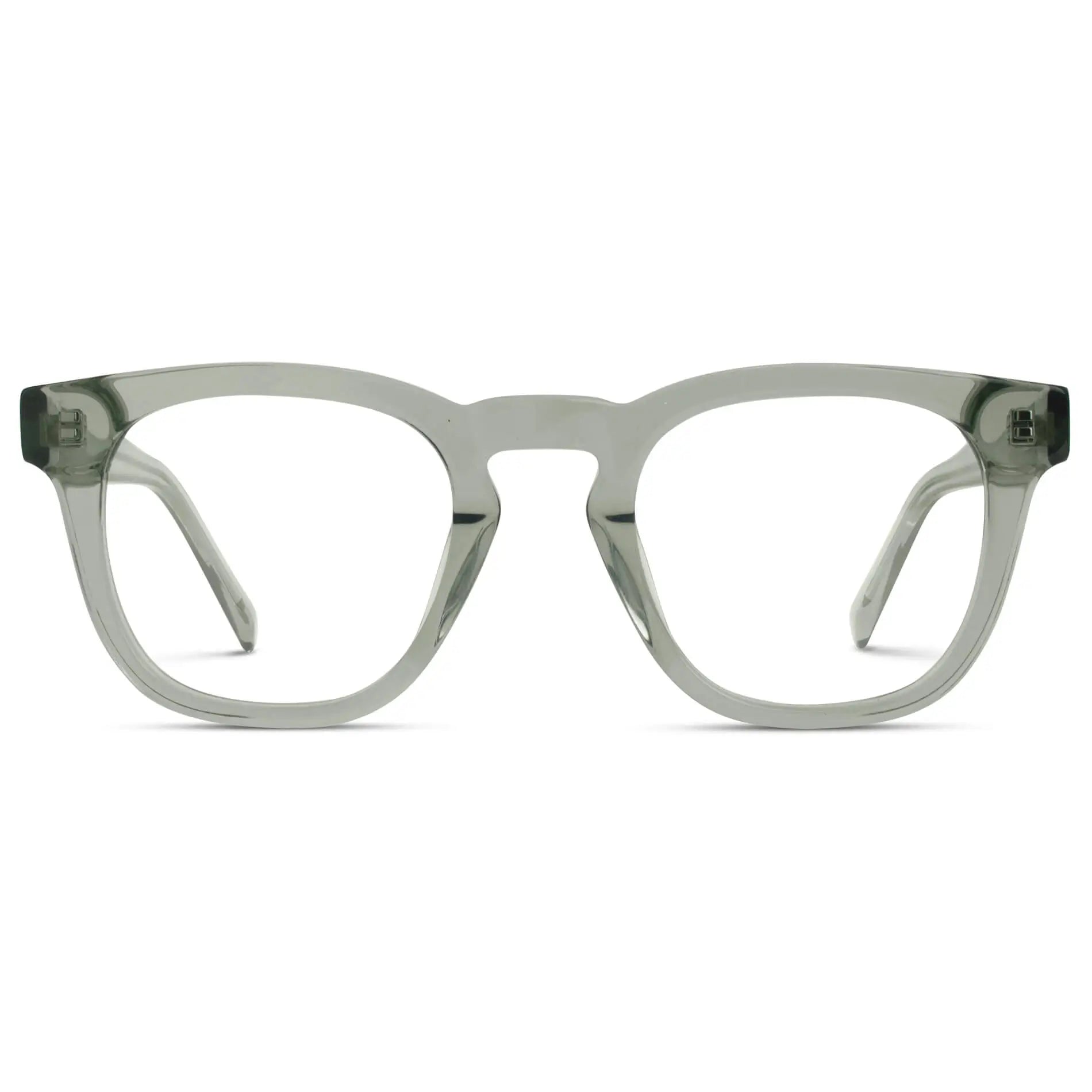 Sea Salt Grey || Grey Square Frame Blue Light Blocking Glasses for Computer Use on a white background 