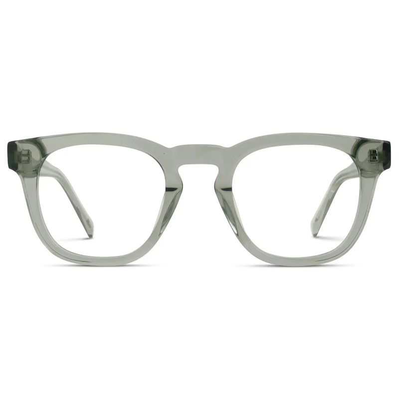 Sea Salt Grey || Women's Square Prescription Glasses with Grey Frame and Clear Lenses on a white background