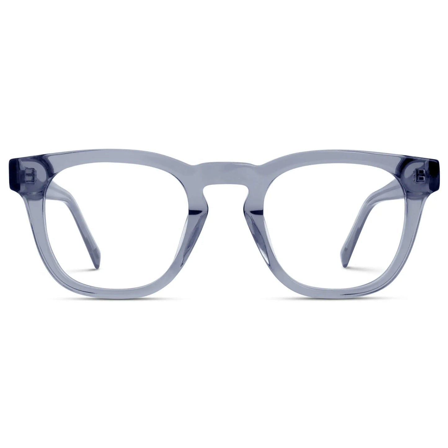 Crystal Lilac Grey || Blue Square Frame Blue Light Blocking Glasses for Computer Use on a white background 