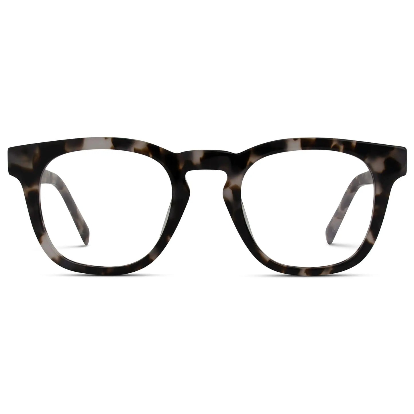 Stone Grey Tortoise || Tortoise Square Frame Blue Light Blocking Glasses for Computer Use on a white background 