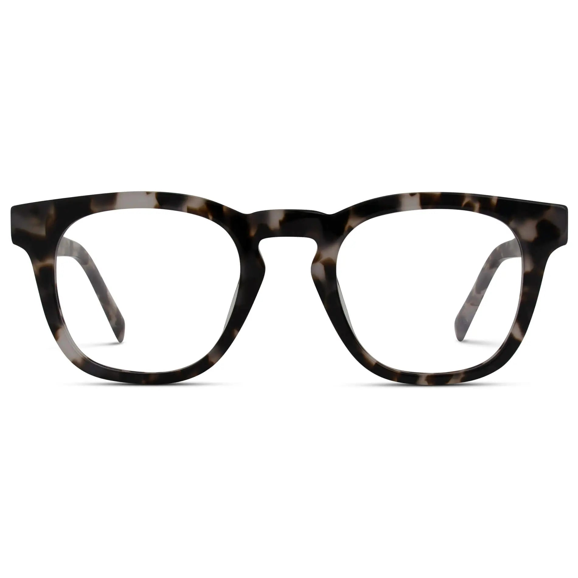 Stone Grey Tortoise || Tortoise Square Frame Blue Light Blocking Glasses for Computer Use on a white background 