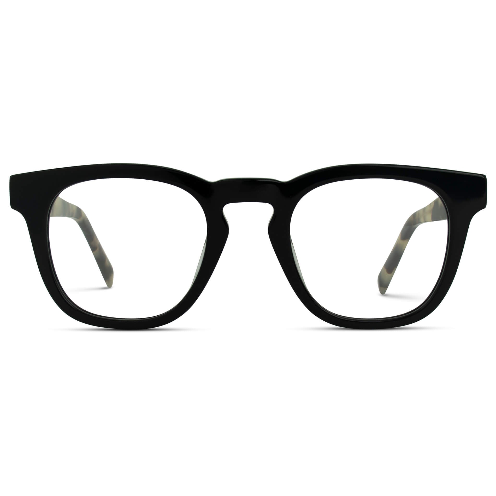 Black Beige Tortoise || Black Square Frame Blue Light Blocking Glasses for Computer Use