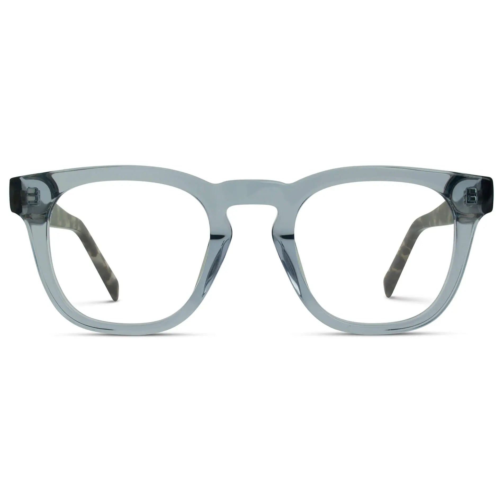 Tortoise Denim Blue || Blue Square Frame Blue Light Blocking Glasses for Computer Use on a white background 