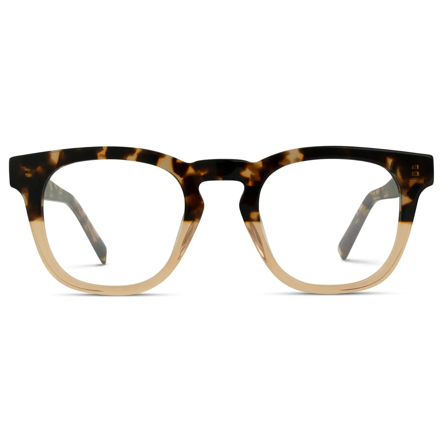 Crystal Brown Tortoise || Brown Square Frame Blue Light Blocking Glasses for Computer Use on a white background 