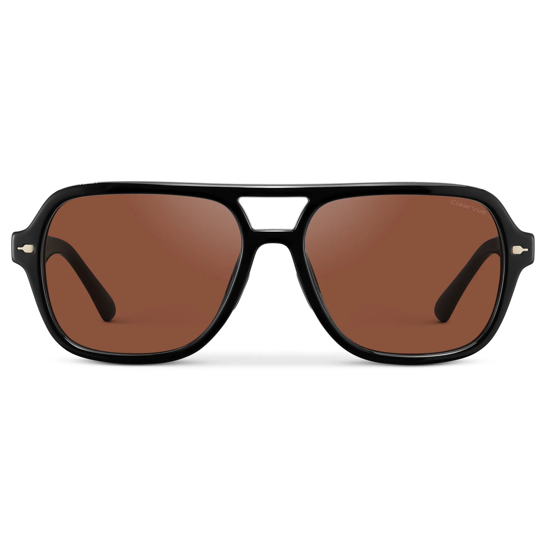 Black / Tinted Red Lens || Women's Flat-Top Aviator Sunglasses with Black Frame and Tinted Red Lens on a white background