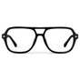 Black || Women's Flat-Top Aviator Prescription Eyeglasses with Black Frame and Clear Lens on a white background