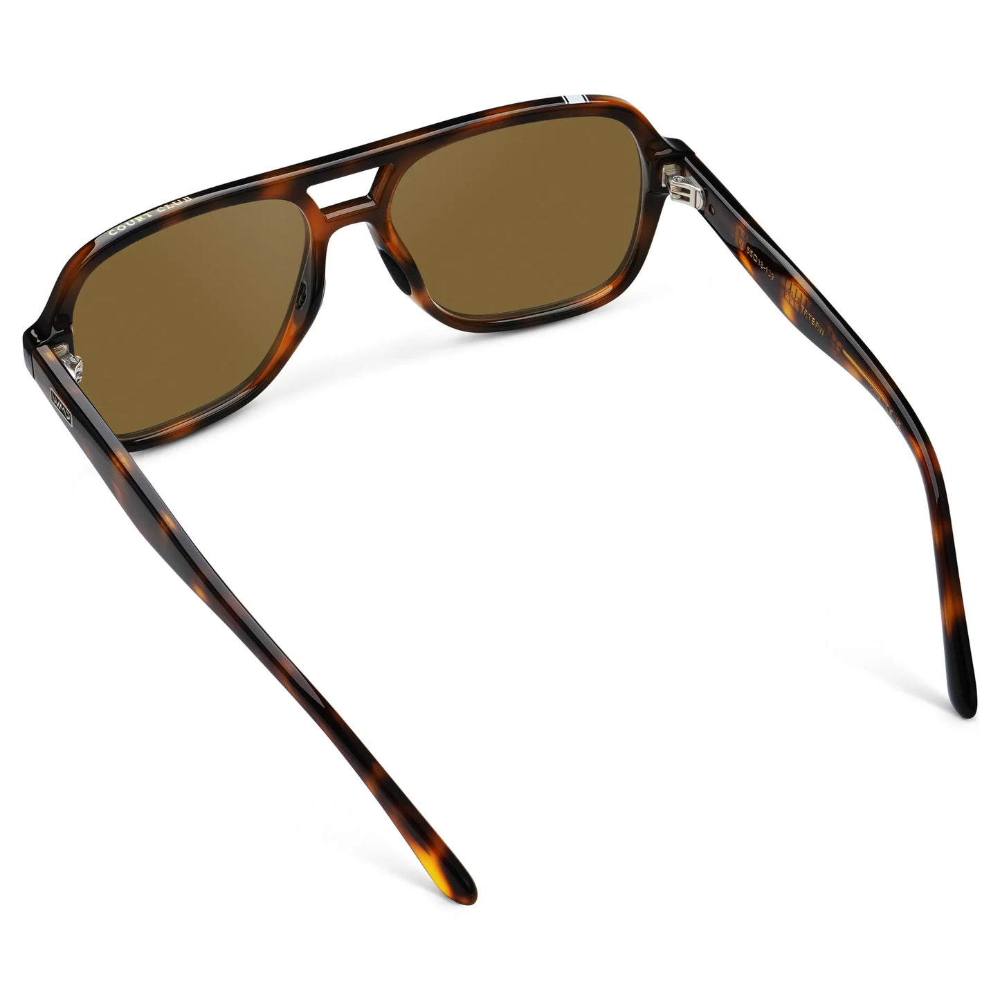 Brown Tortoise / Amber || Back view of Women's Flat-Top Aviator Prescription Sunglasses with Brown Tortoise Frame and Brown Lens on a white background
