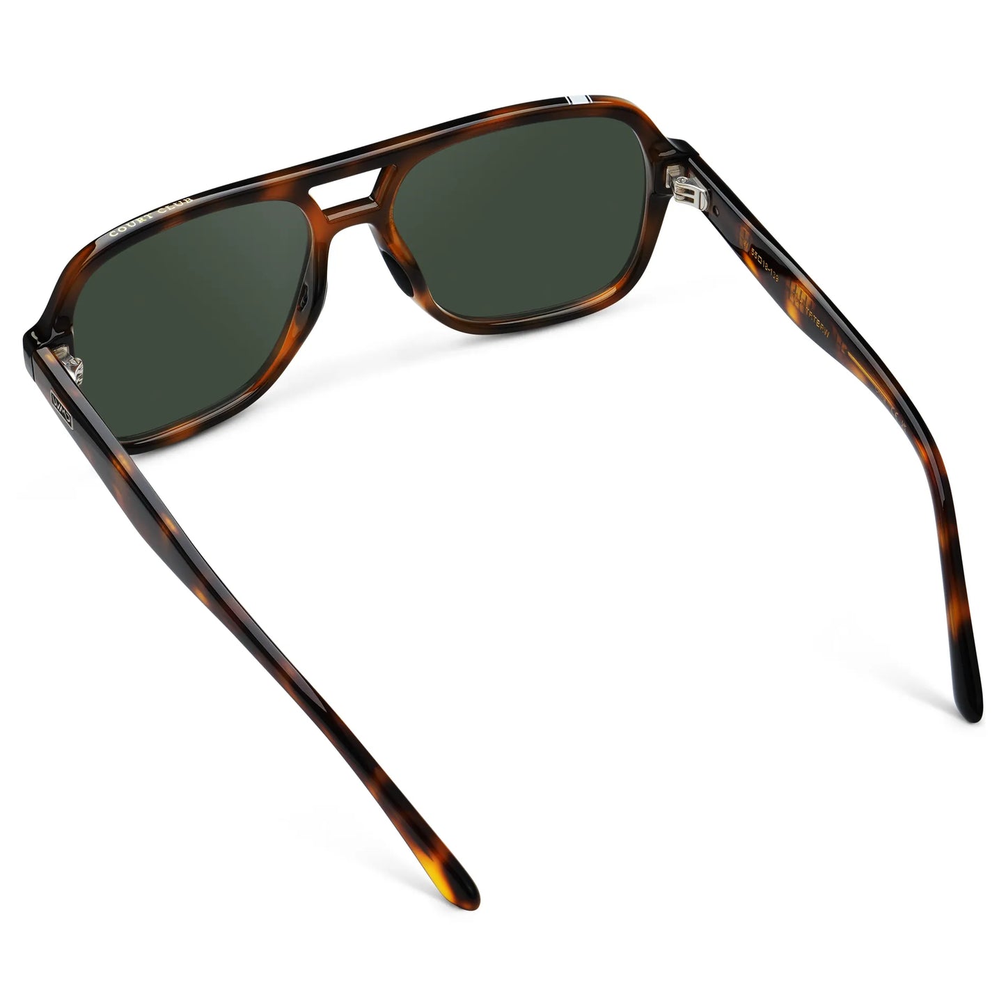 Brown Tortoise / G15 || Back view of Women's Flat-Top Aviator Prescription Sunglasses with Brown Tortoise Frame and Green Lens on a white background