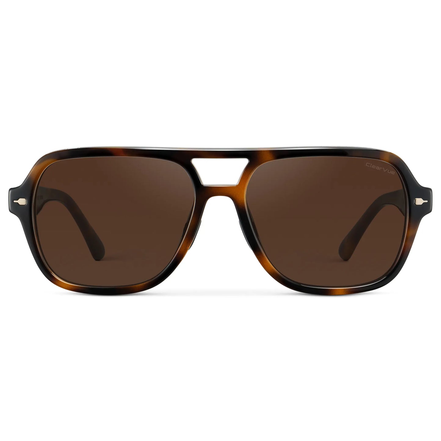 Brown Tortoise / Dark Brown Lens || Women's Flat-Top Aviator Sunglasses with Brown Tortoise Frame and Dark Brown Lens on a white background