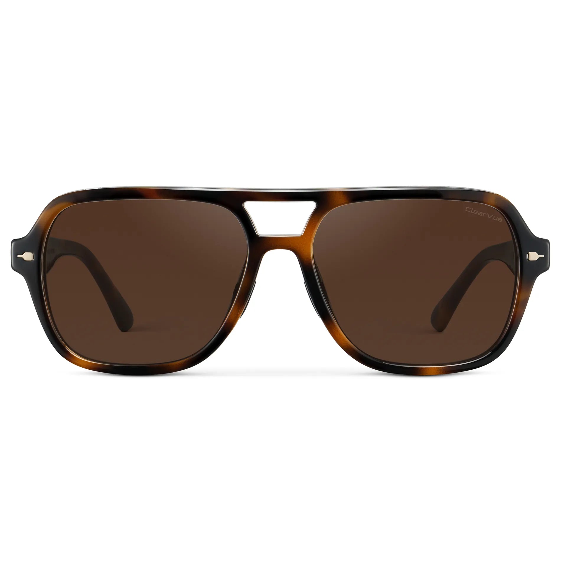 Brown Tortoise / Dark Brown Lens || Women's Flat-Top Aviator Sunglasses with Brown Tortoise Frame and Dark Brown Lens on a white background
