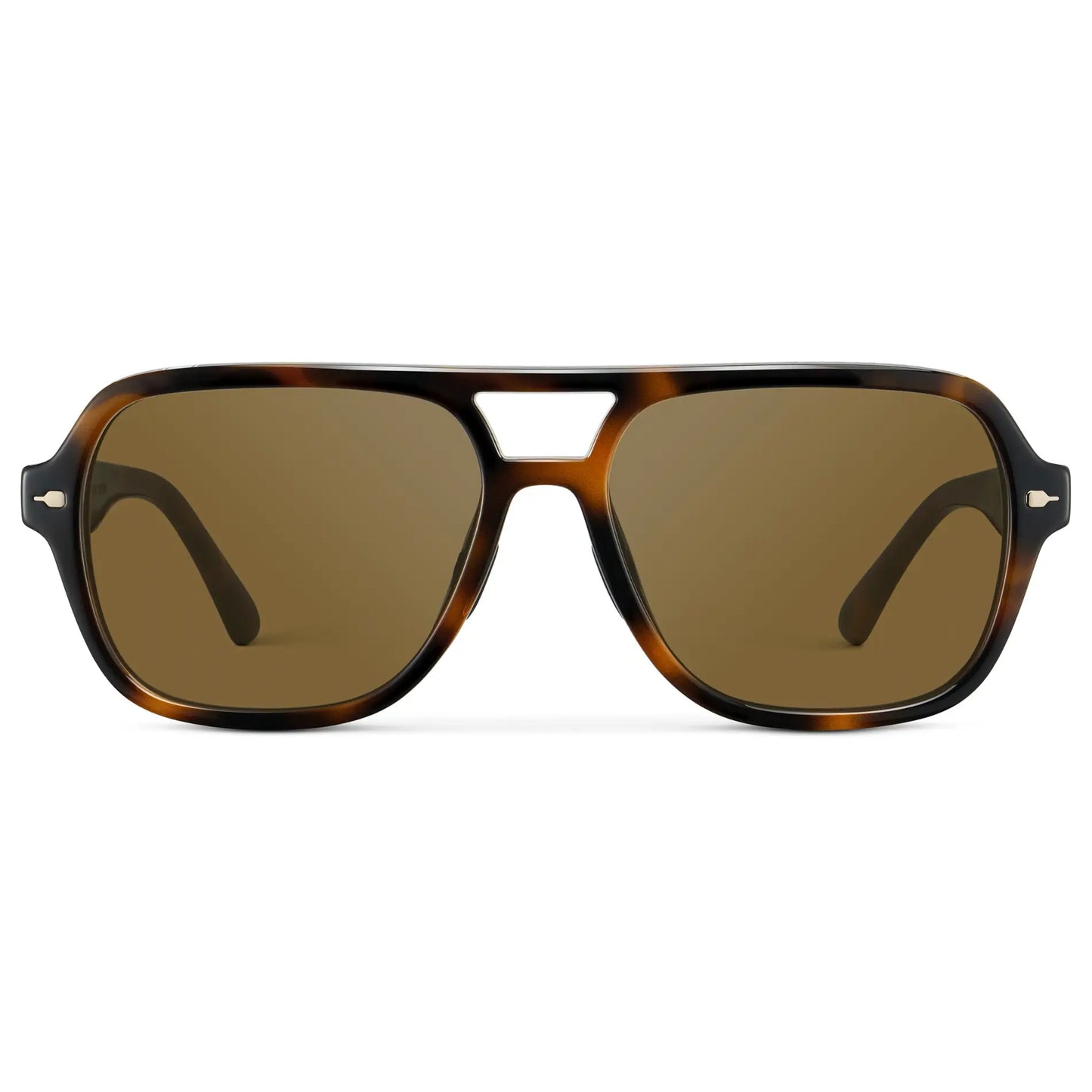 Brown Tortoise / Amber || Women's Flat-Top Aviator Prescription Sunglasses with Brown Tortoise Frame and Brown Lens on a white background