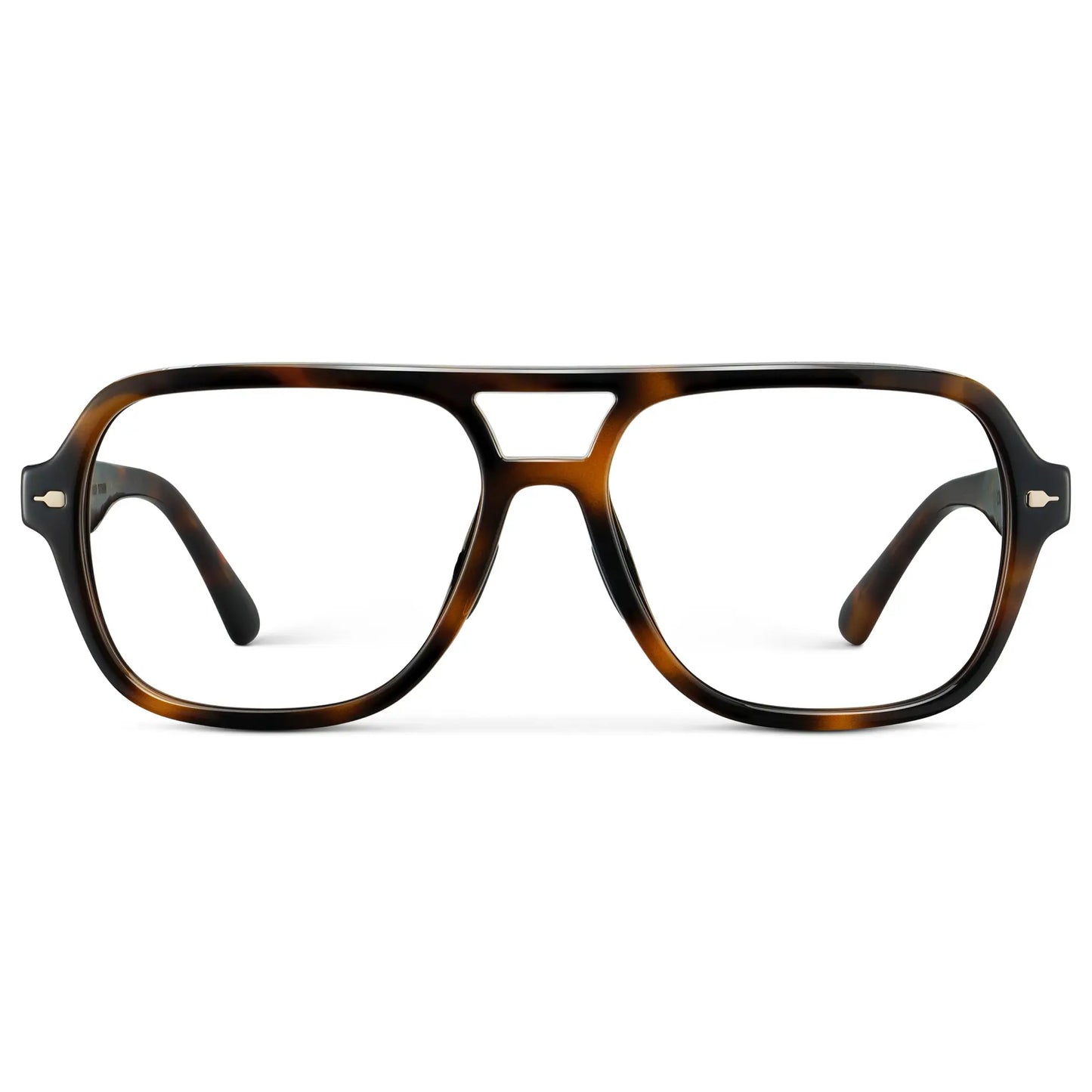 Brown Tortoise || Women's Flat-Top Aviator Prescription Eyeglasses with Brown Tortoise Frame and Clear Lens on a white background