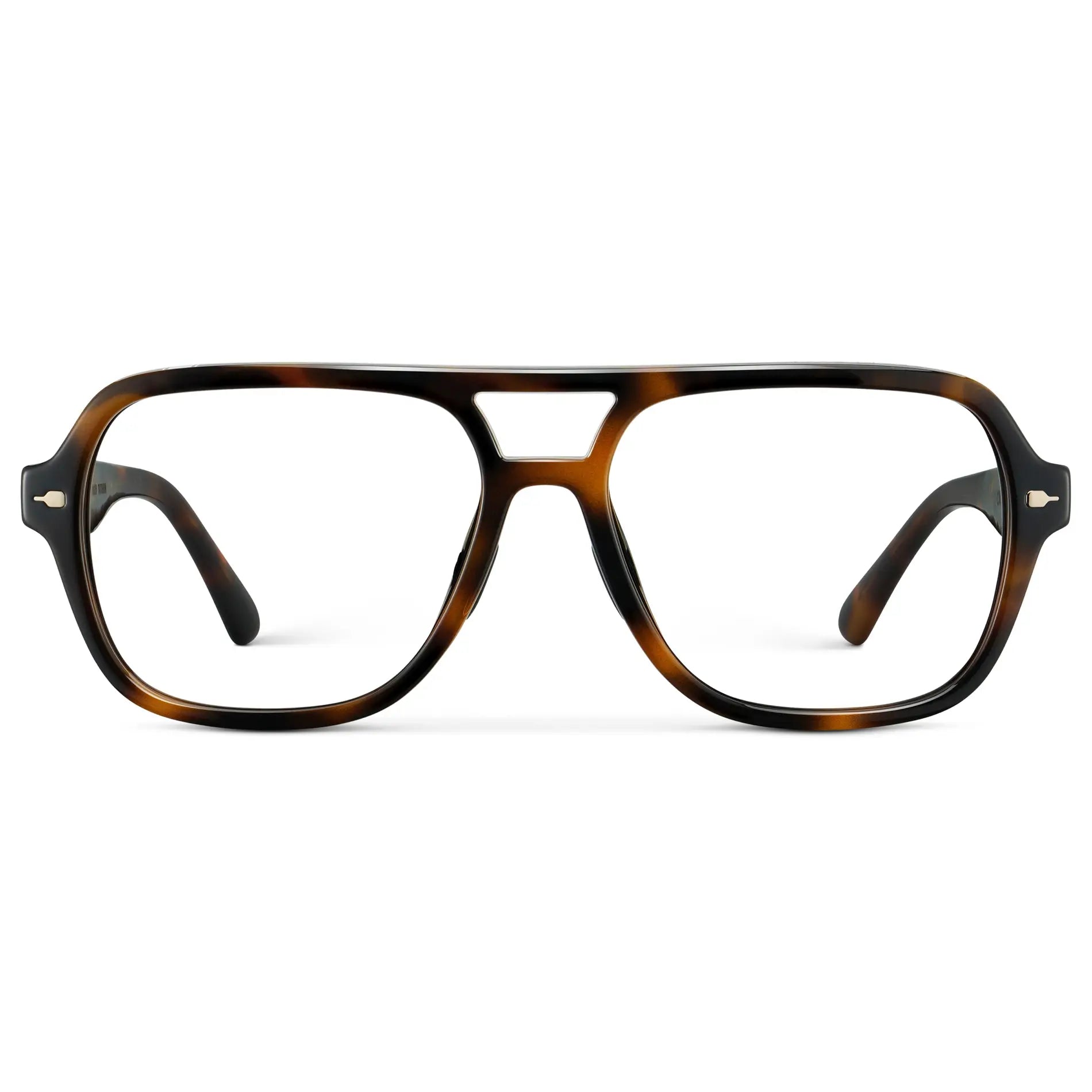 Brown Tortoise || Women's Flat-Top Aviator Prescription Eyeglasses with Brown Tortoise Frame and Clear Lens on a white background