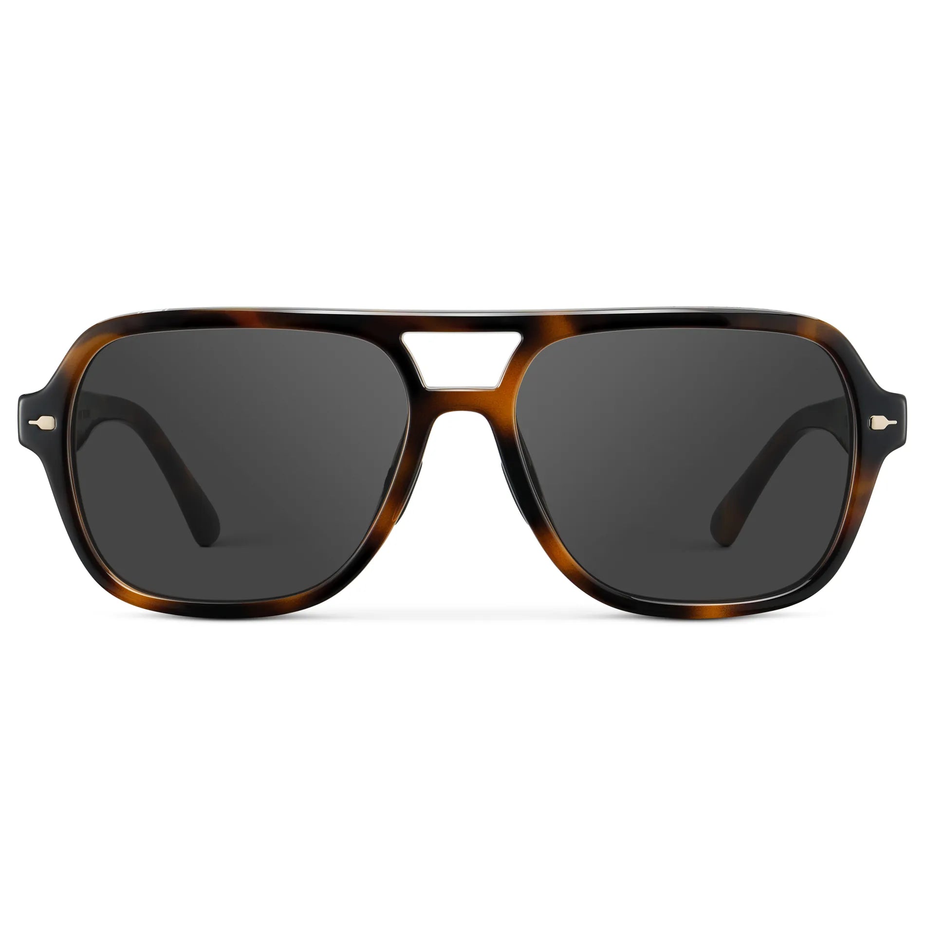 Brown Tortoise / Grey || Women's Flat-Top Aviator Prescription Sunglasses with Brown Tortoise Frame and Grey Lens on a white background