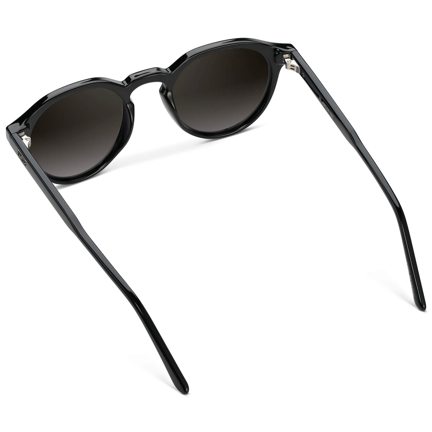 Black / Oak Brown Gradient Lens || Men's Round Polarized Sunglasses with Black acetate frame and brown gradient lens