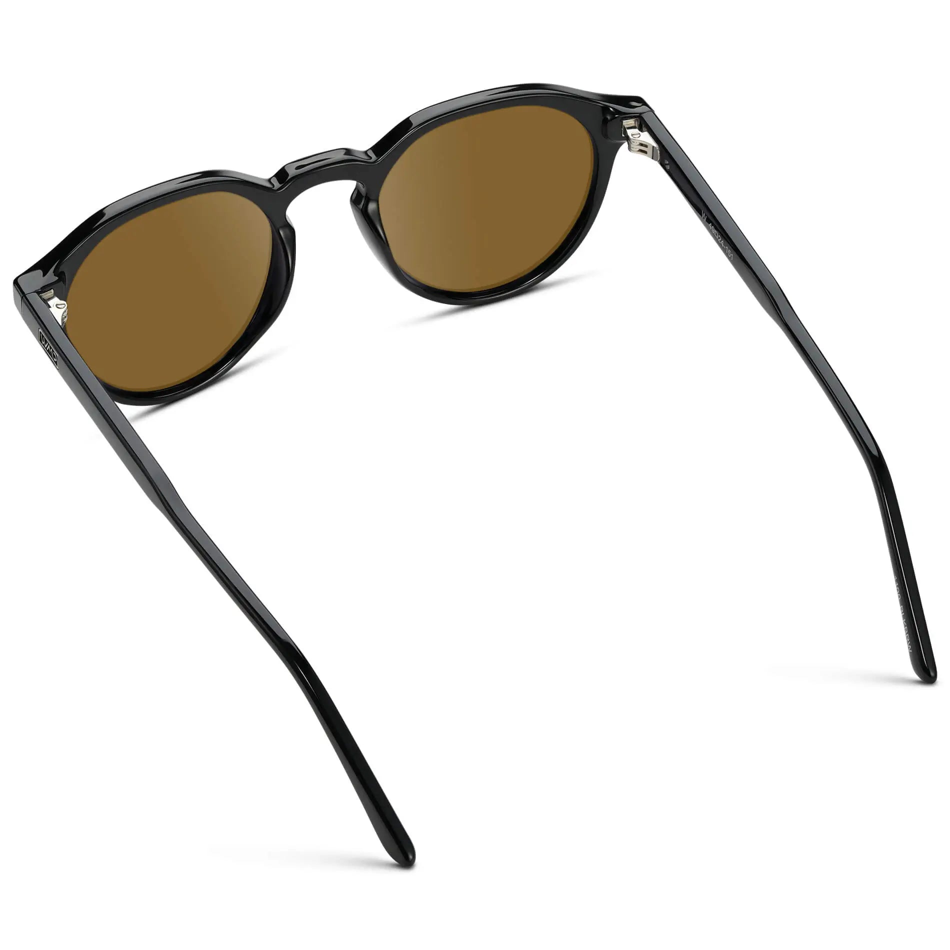 Black / Amber || Men's Round Prescription Sunglasses with Black Lightweight Frame and Brown Lenses