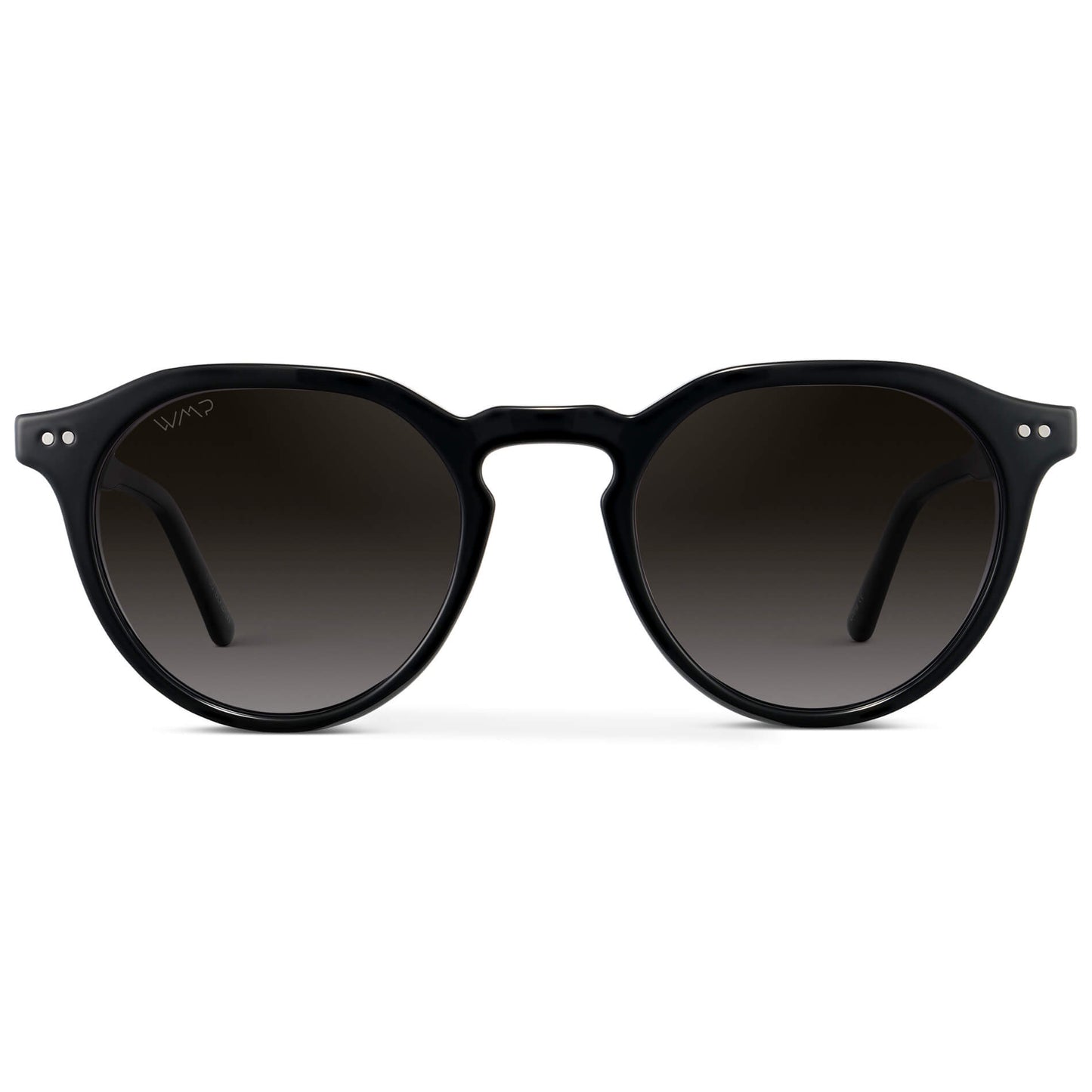 Black / Oak Brown Gradient Lens || Men's Round Polarized Sunglasses with Black acetate frame and brown gradient lens