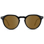 Black / Amber || Men's Round Prescription Sunglasses with Black Lightweight Frame and Brown Lenses