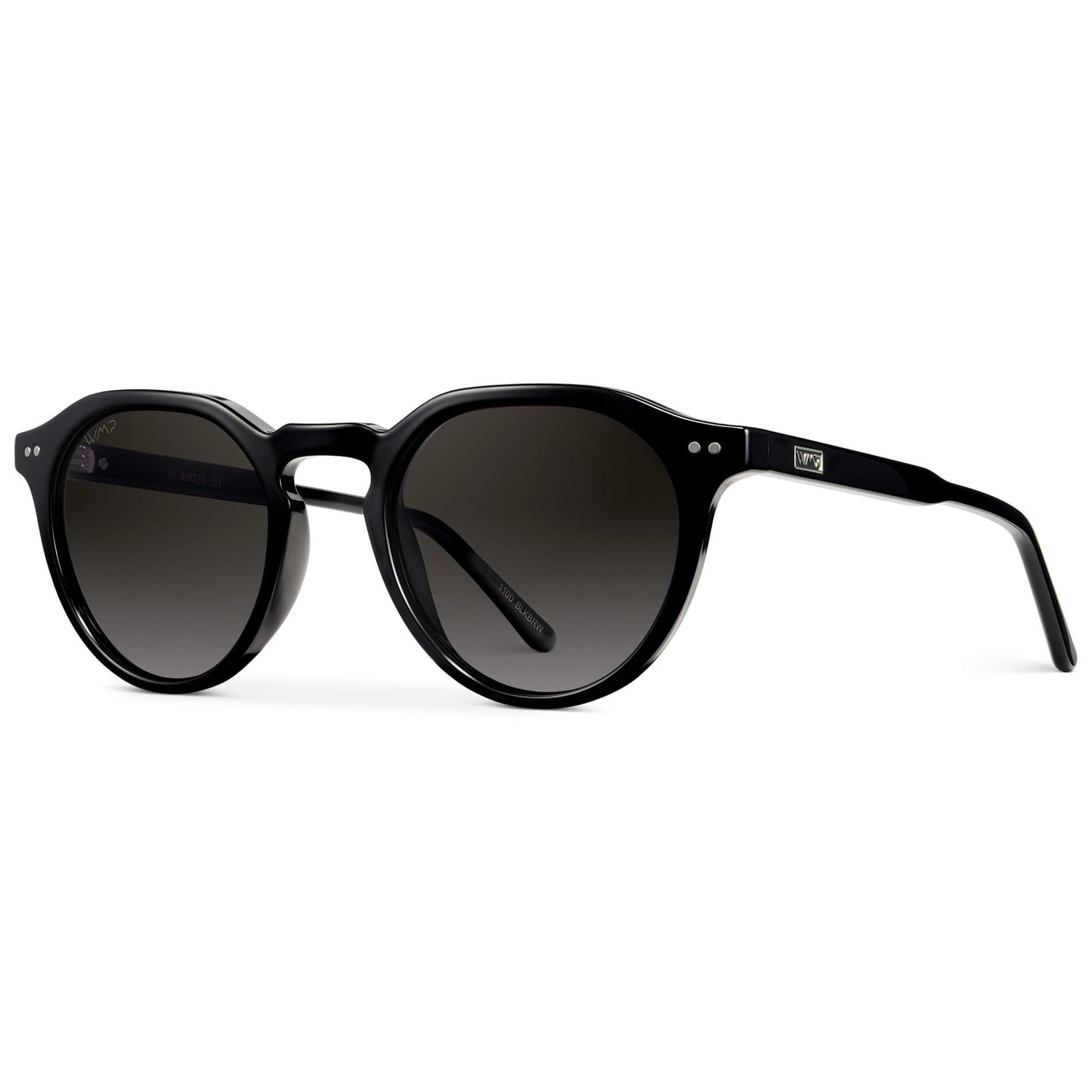Black / Oak Brown Gradient Lens || Men's Round Polarized Sunglasses with Black acetate frame and brown gradient lens