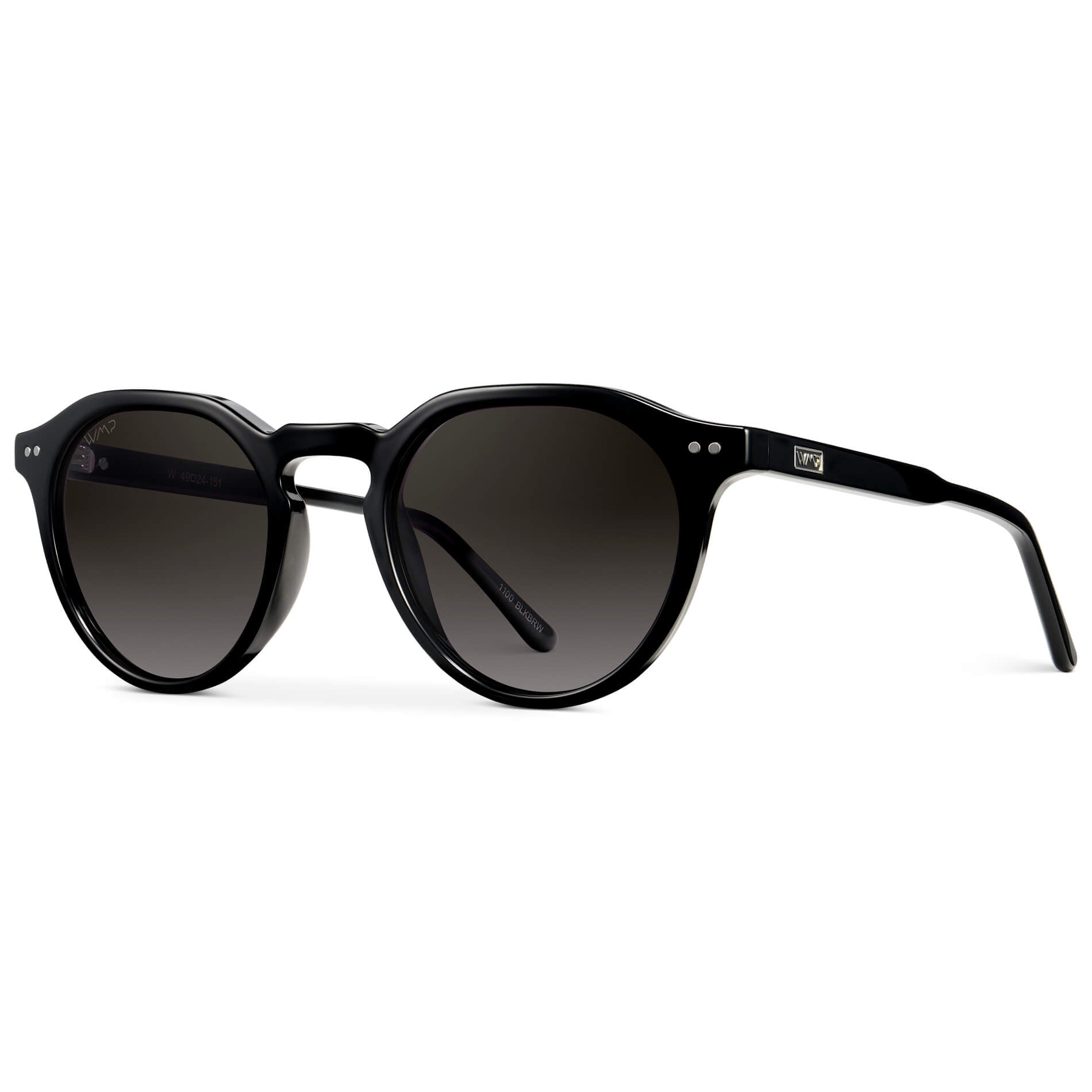 Black / Oak Brown Gradient Lens || Men's Round Polarized Sunglasses with Black acetate frame and brown gradient lens