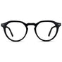 Black || Men's Round Prescription Glasses with Black Acetate Frame and Clear Lenses on a white background