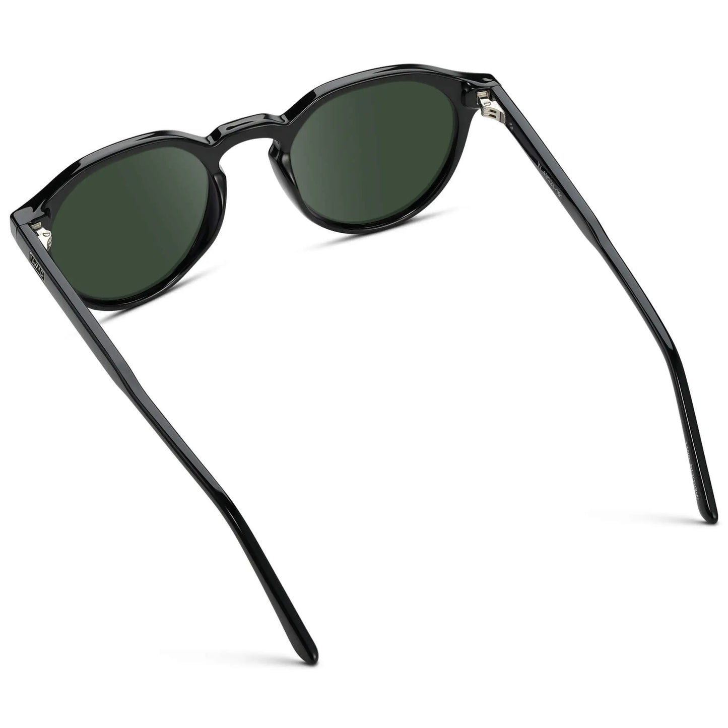 Black / G15 || Men's Round Prescription Sunglasses with Black Lightweight Frame and Green Lenses