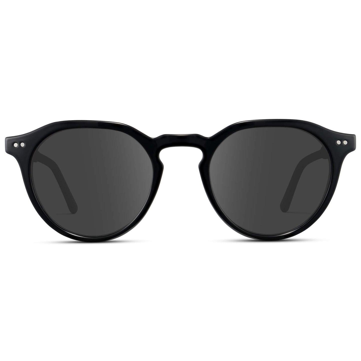 Black / Grey Lens || Men's Round Prescription Sunglasses with Black Acetate Frame and Grey Lenses