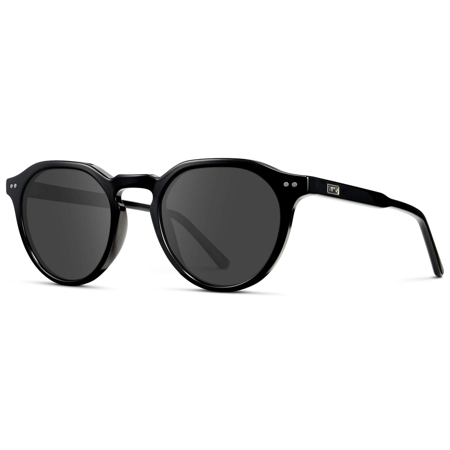 Black / Grey Lens || Men's Round Prescription Sunglasses with Black Acetate Frame and Grey Lenses