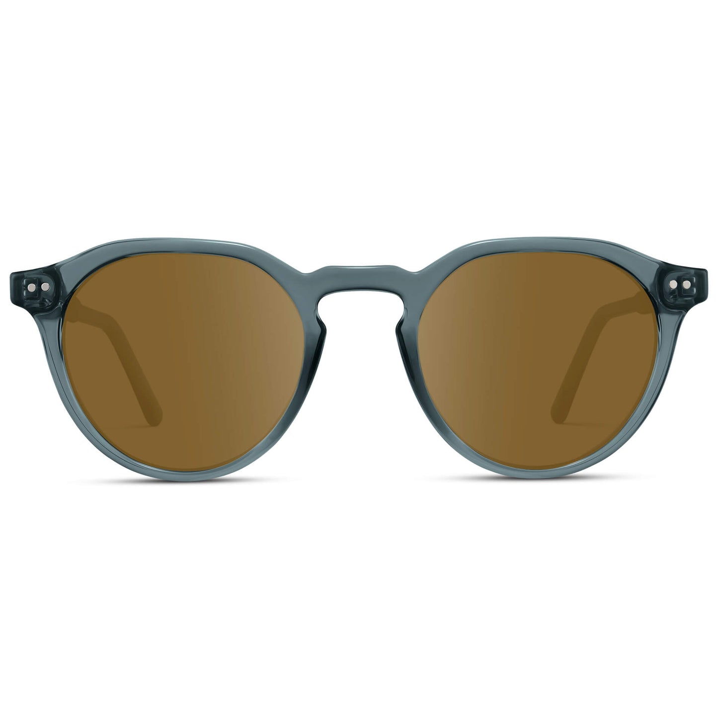 Crystal Stone Blue / Amber Lens || Men's Round Prescription Sunglasses with Crystal Blue Acetate Frame and Brown Lenses