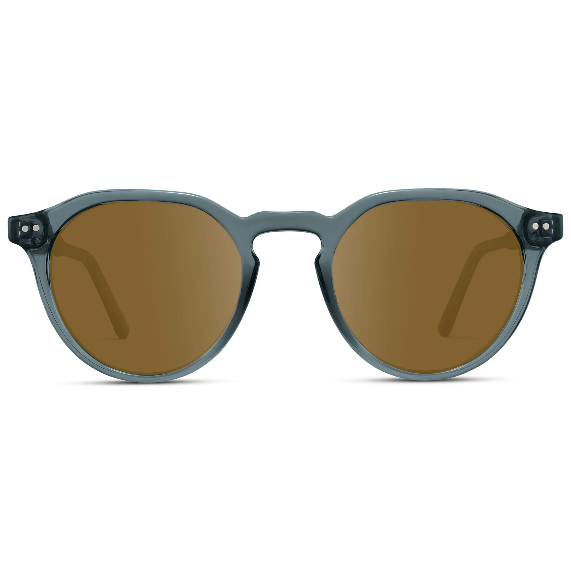 Crystal Stone Blue / Amber Lens || Men's Round Prescription Sunglasses with Crystal Blue Acetate Frame and Brown Lenses