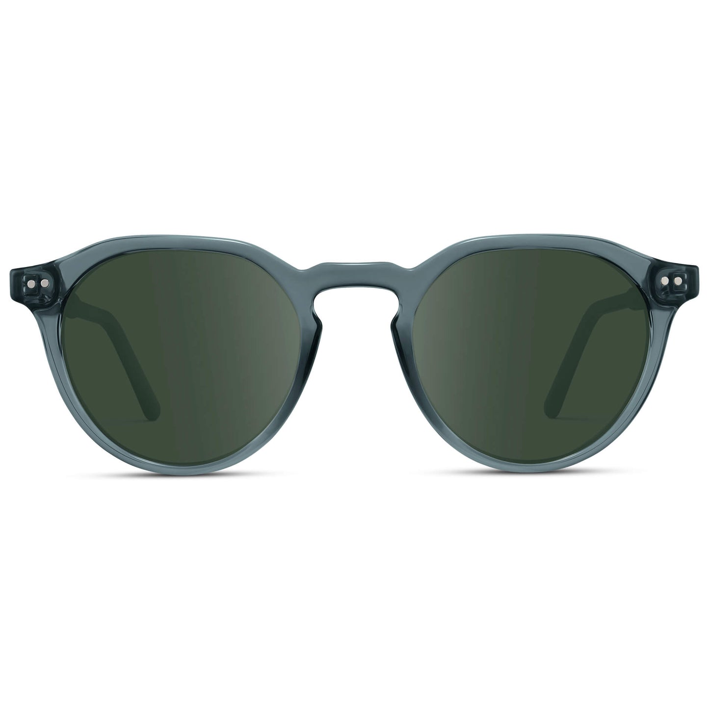 Crystal Stone Blue / G15 Lens || Men's Round Prescription Sunglasses with Crystal Blue Acetate Frame and Green Lenses