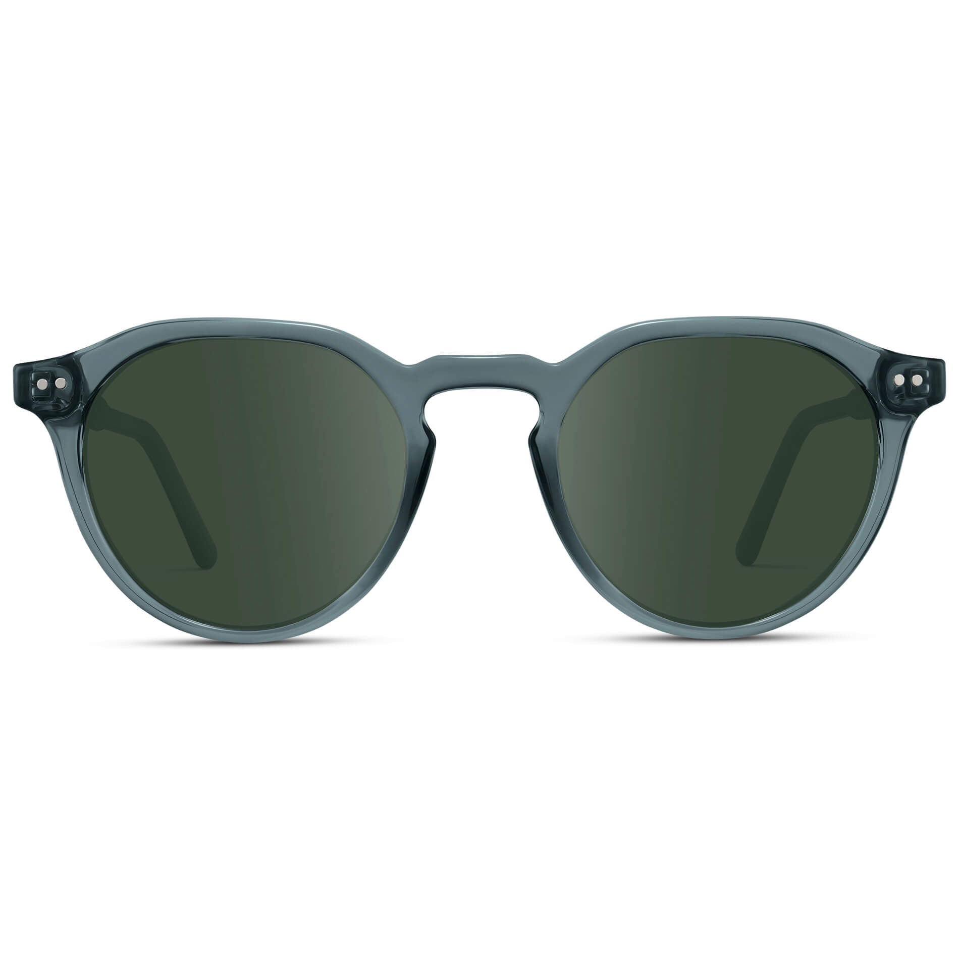 Crystal Stone Blue / G15 Lens || Men's Round Prescription Sunglasses with Crystal Blue Acetate Frame and Green Lenses