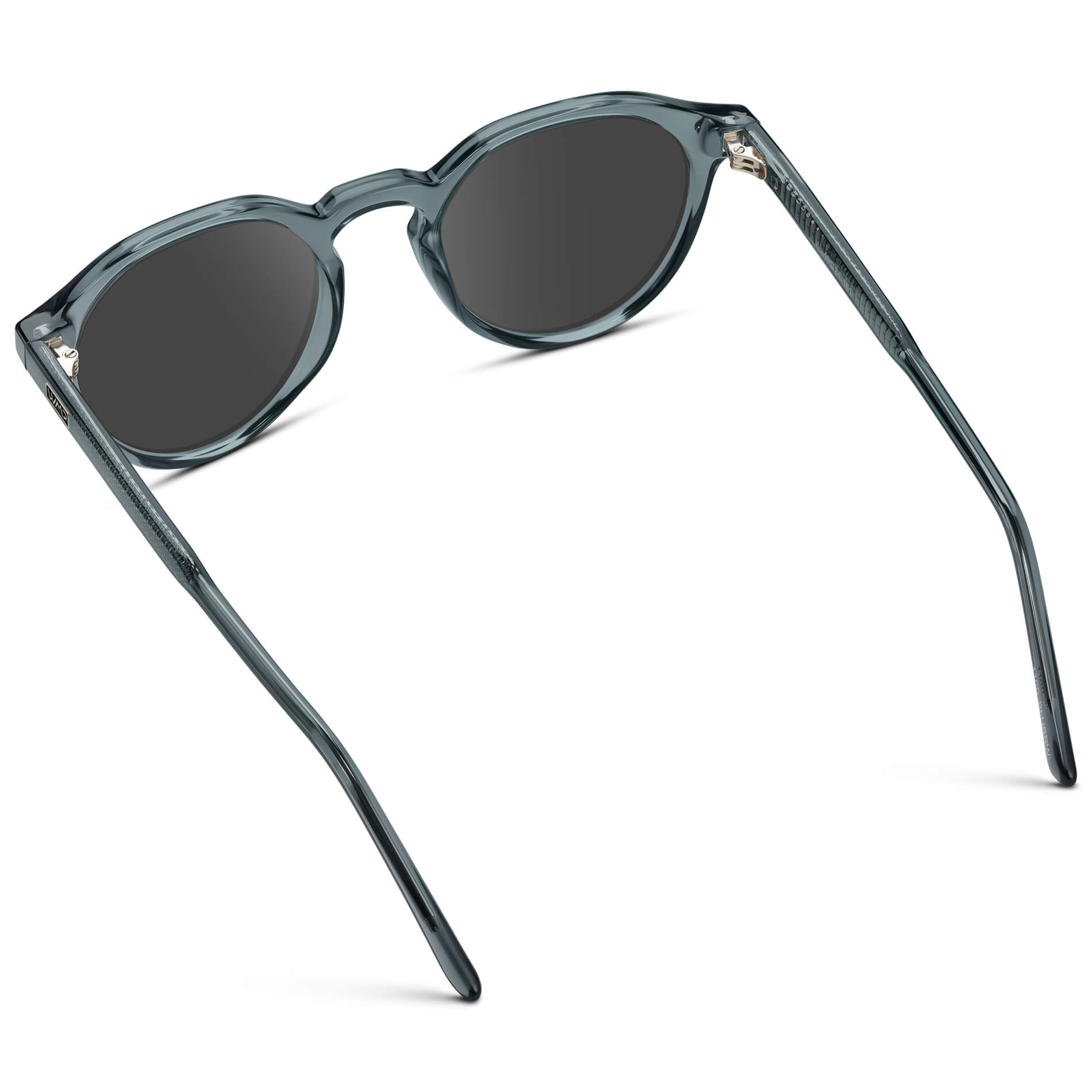 Crystal Stone Blue / Grey Lens || Men's Round Prescription Sunglasses with Crystal Blue Acetate Frame and Grey Lenses