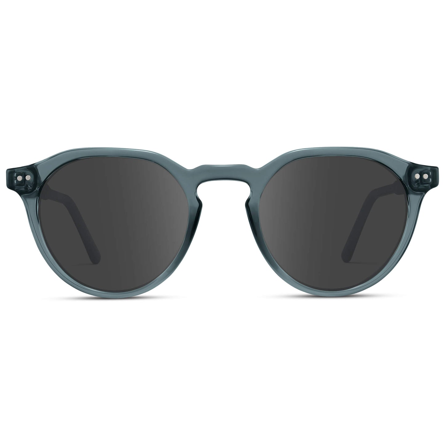 Crystal Stone Blue / Grey Lens || Men's Round Prescription Sunglasses with Crystal Blue Acetate Frame and Grey Lenses