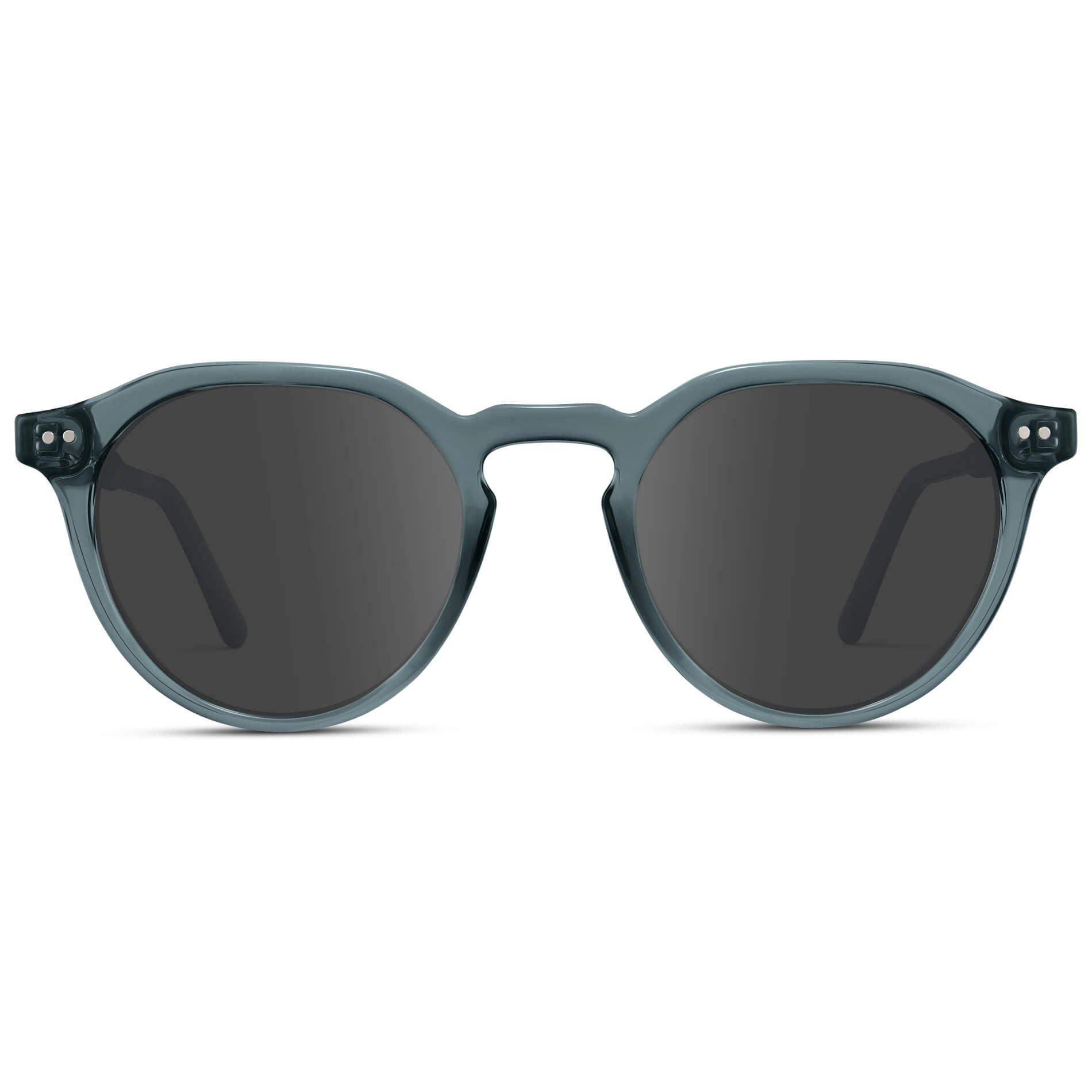 Crystal Stone Blue / Grey Lens || Men's Round Prescription Sunglasses with Crystal Blue Acetate Frame and Grey Lenses
