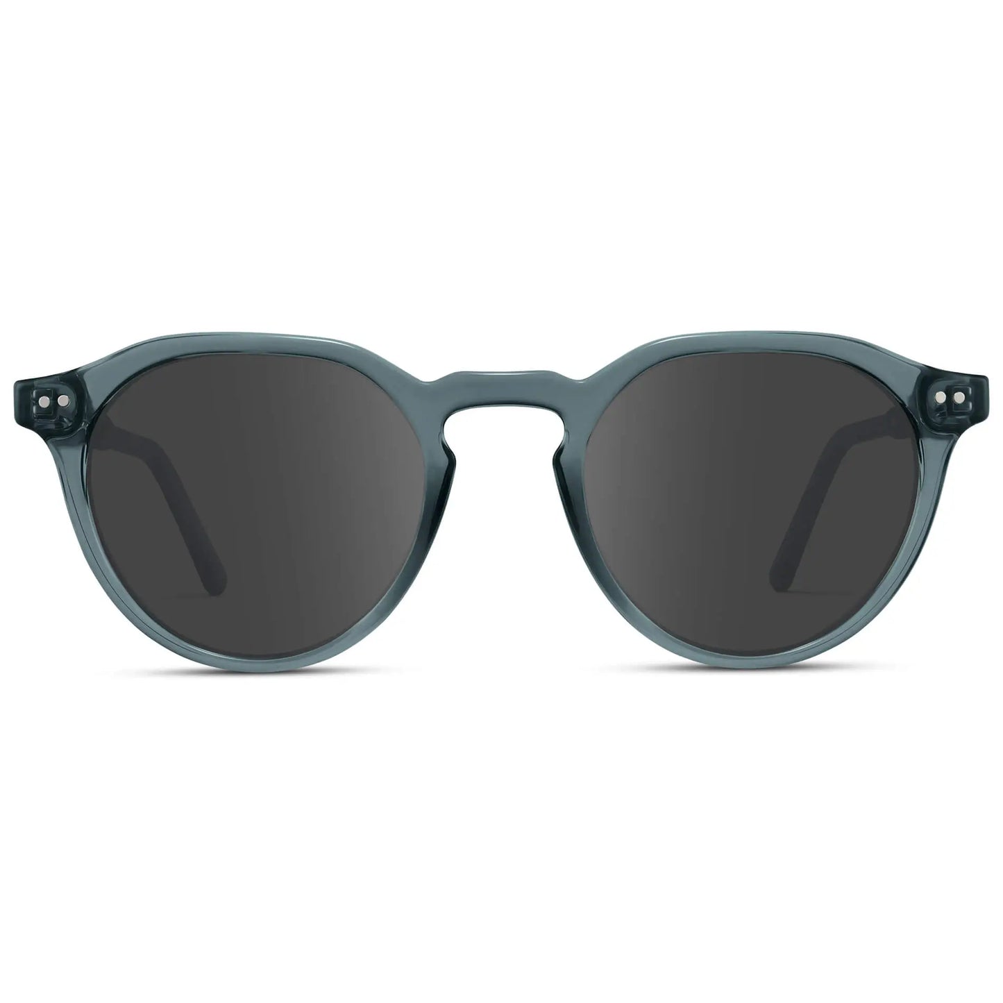 Crystal Stone Blue / Grey || Men's Round Prescription Sunglasses with Crystal Blue Lightweight Frame and Grey Lenses